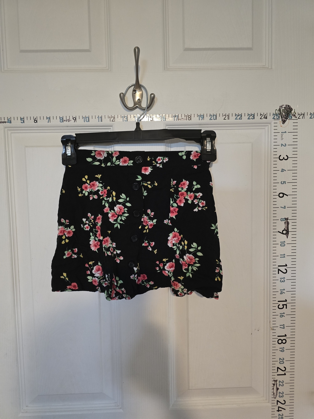art class Black Mini Skirt with Pink Floral Print